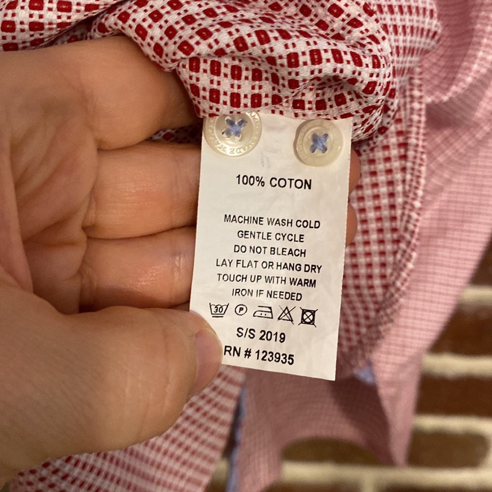 Hammer Made Red Pattern Button Down Shirt Size 16… - image 6